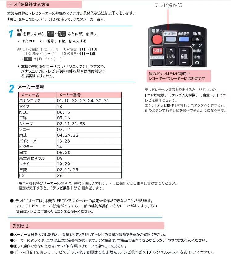 Panasonic Remote Control N2QAYB001056 for Panasonic Recorder Remote Control Panasonic Bdir6 Remote Control DIGA Remote Control Blu-ray Blu-ray