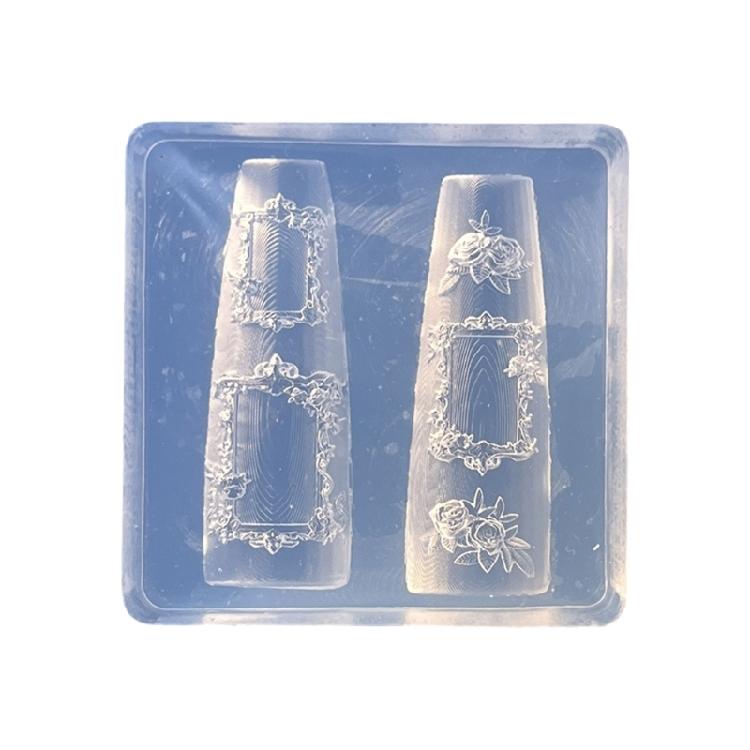 Silikonowe Formy z Wytłaczaną Ramką 3D Dla Entuzjastów Zdobienia Paznokci 1 szt./2 szt. Wielokrotnego Użytku Narzędzia do Dekoracji Paznokci DIY