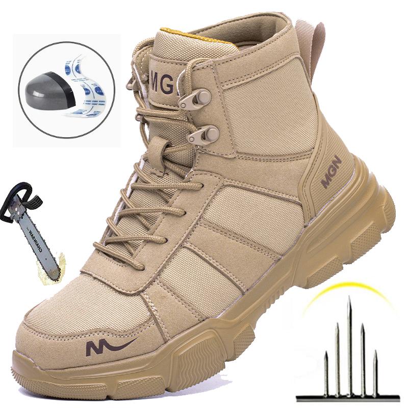 Men'S Steel Toe Boots Anti-Puncture Safety Shoes Lightweight Comfortable Work Boots For Outdoor Workshop Durable Industrial Shoe