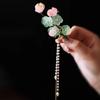 Lotus Hair Clip for Women Alloy Floral Hairpin with Imitation Pearl and Tassel, Traditional Chinese Style for Hanfu Cheongsam Wedding
