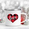 Love Heart Printed Camping Mug Valentine Party Juice Milk Cup Coffee Cups  Enamel Mugs Valentine's Day Gifts for Family Friends
