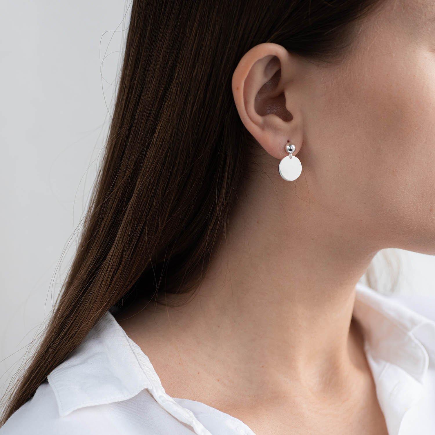 

Сережки-пусети Монетки у сріблі Oniks 2.0 x 1.3 cm срібний