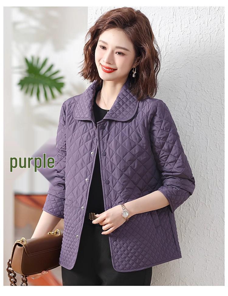 2025 Women's Elegant Quilted Diamond Jacket - Autumn/Winter Lightweight Casual Style