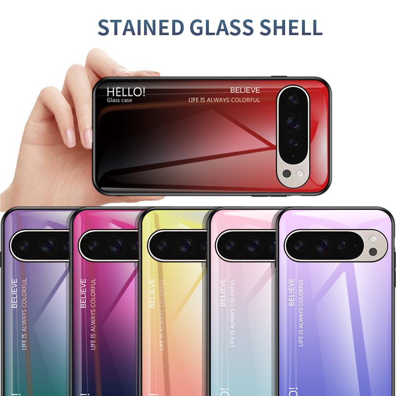 For Google Pixel 9 Pro/9 Case Anti-Scratch Tempered Glass+PC+TPU Phone Cover