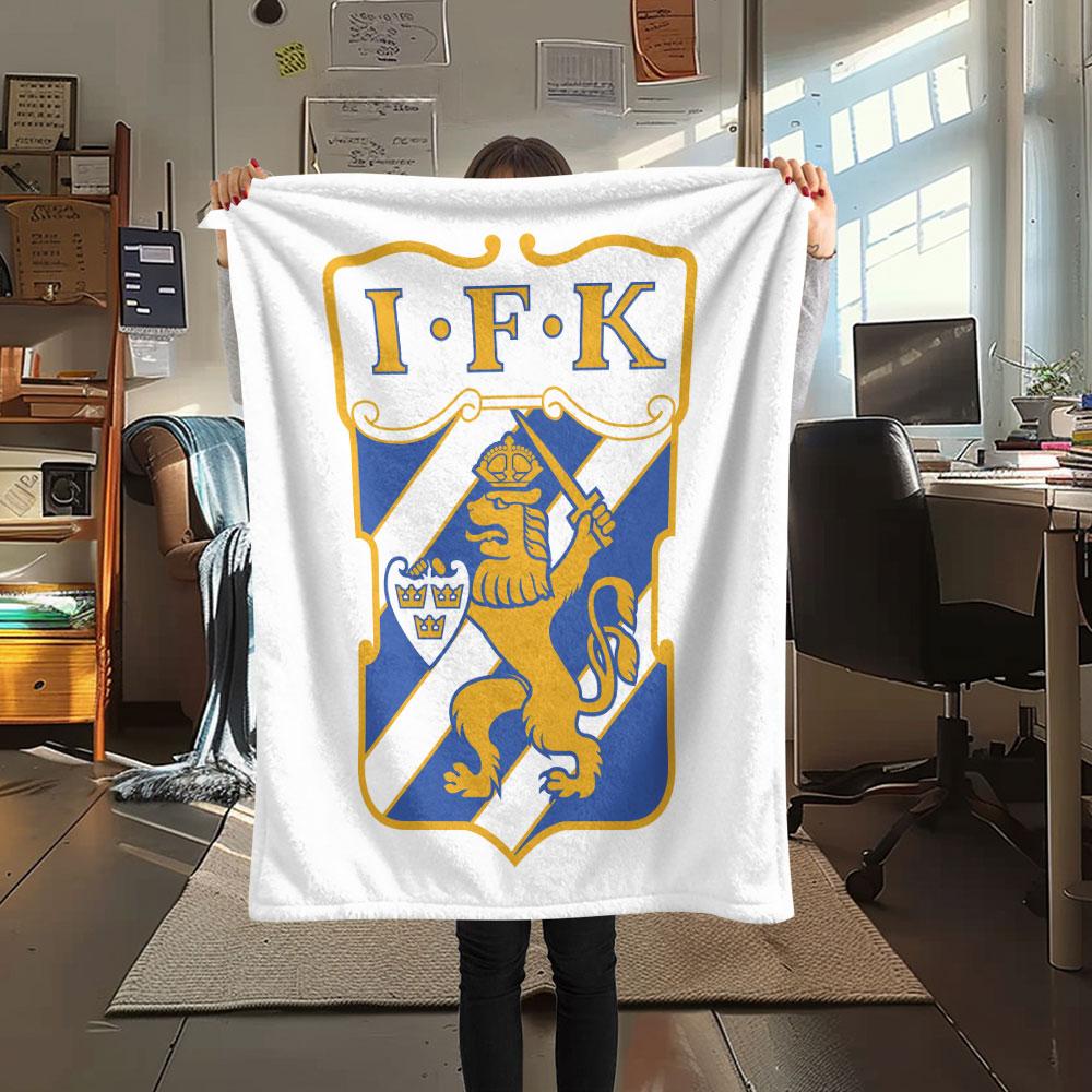 Coperta in Flanella Stampata IFK Goteborg, morbido plaid per camera da letto divano, lavabile, merchandising per tifosi di calcio, ottimo regalo.