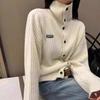 WTEMPO Women's High Turtleneck Ribbed Knit Cardigan, Fall Winter Lazy Style Button Sweater, Long Sleeve Relaxed Fit Knit Jacket