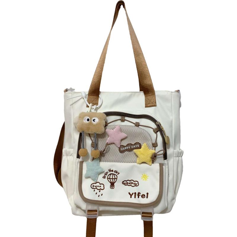School Bag Cute Contrasting Color Small Fresh Messenger Bag Japanese College Style Sweet Large Capacity Tote Bag Student Class Tutoring Bag