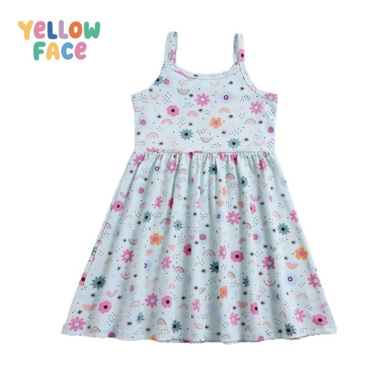 Girls Dresses Kids Cartoon Floral Print Sleeveless Princess Dress Casual Wear
