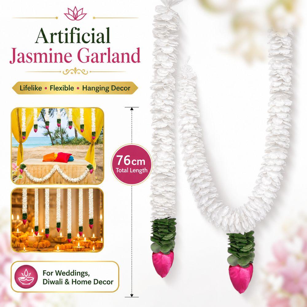 1/3Pcs White Floral Artificial Jasmine Garland Plastic Lotus Bud Garland Wedding Decor