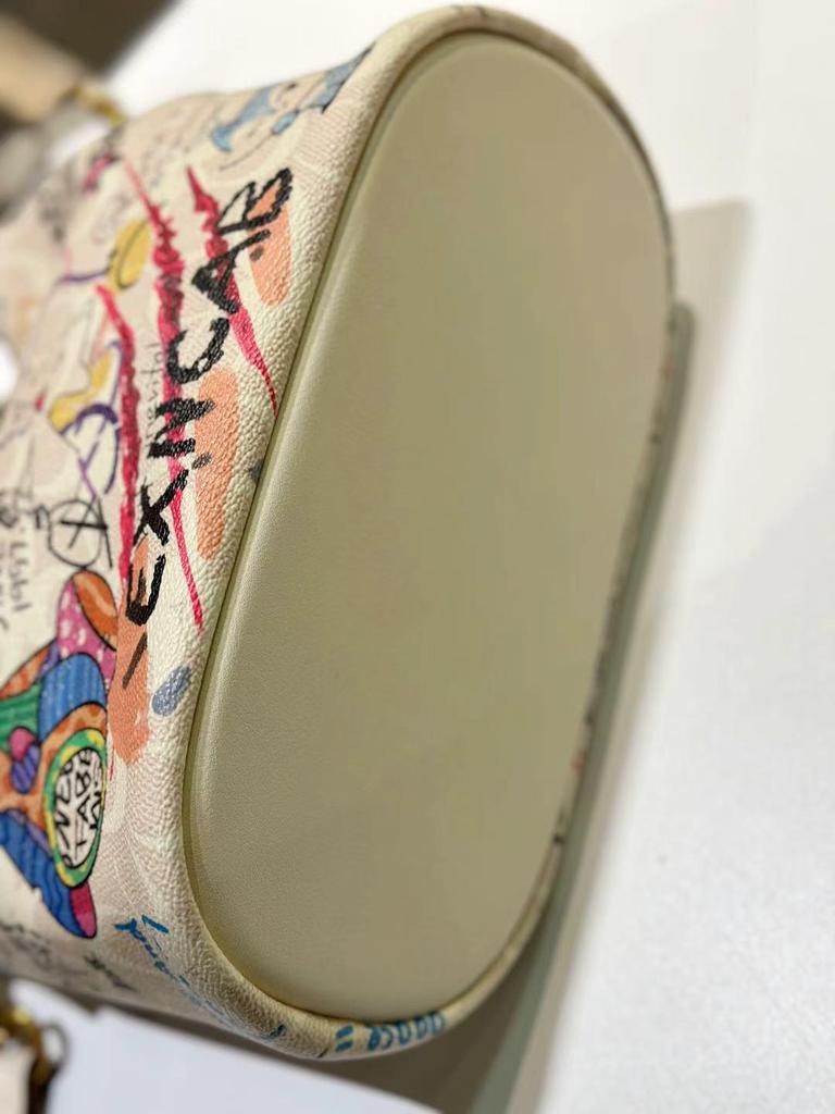 Graffiti Color Block Bucket Bag - Women's 2025 Trend, Large Capacity, Crossbody/Shoulder Style