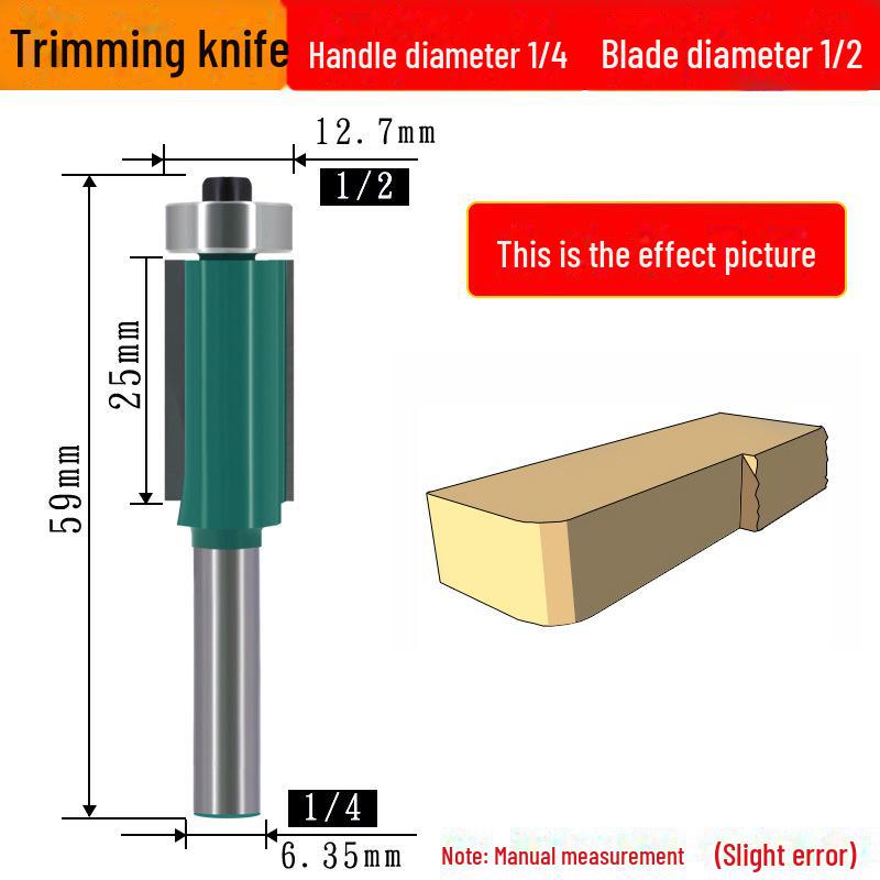 1/4" Bearing Woodworking Milling Cutter Set: Trimming, Engraving, V-Shaped, Straight, & Round Bottom Knives