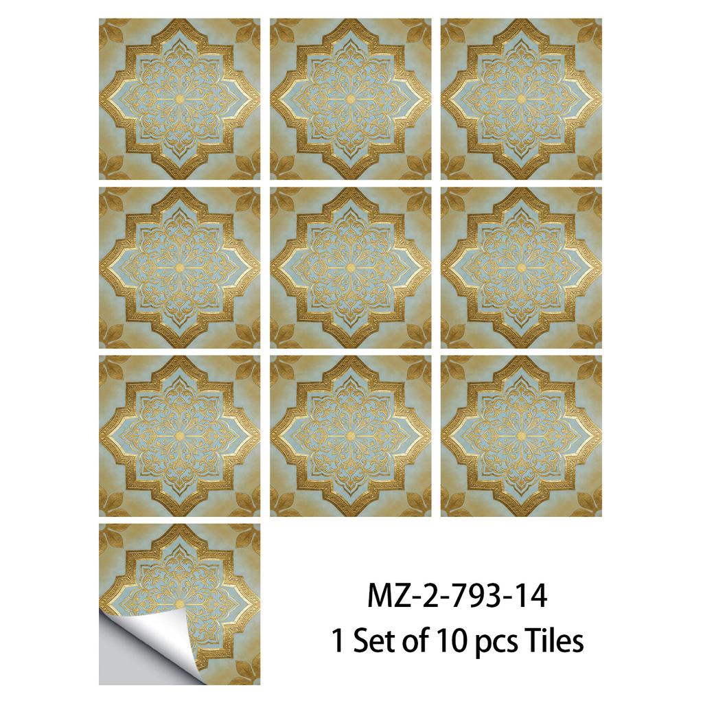 10 Pezzi Adesivi Piastrelle Mandala Boho - Decalcomanie Murali in PVC Lucido Cristallo - Murale Autoadesivo Impermeabile per Pavimento Cucina Bagno Decorazione Casa