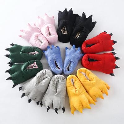 Unisex Dinosaur Coral Fleece Plush Pajama Paw Shoes for Kids