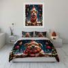 Festive Christmas Dog Outfit Set Kid'S And Adults' Bedroom Decor, Exquisite Three-Piece Bedding Set Gift