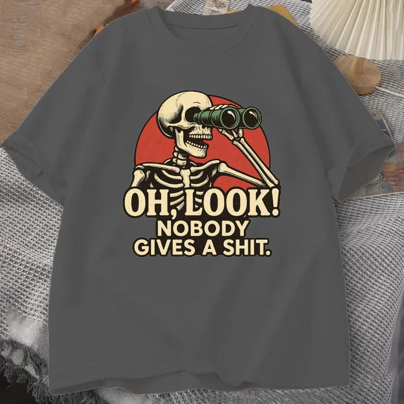 Oh Look Nobody Gives A Shit Sarcasm T-shirt Summer Men's Tracksuit Round Neck Short Sleeve Sportswear Casual Fun Tops Polyester Tee