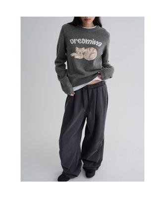 Cat Jacquard Pullover Ash