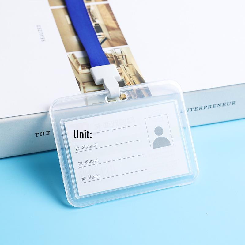 Double-Sided Transparent ID Card Holder with Lanyard for Student IDs and Bus Cards