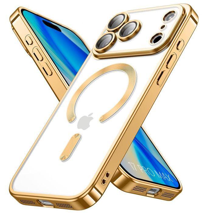 Coque de protection - BOOLING - iPhone 17 Pro Max - Silicone Transparent - Contour Chromé Doré - Antichoc