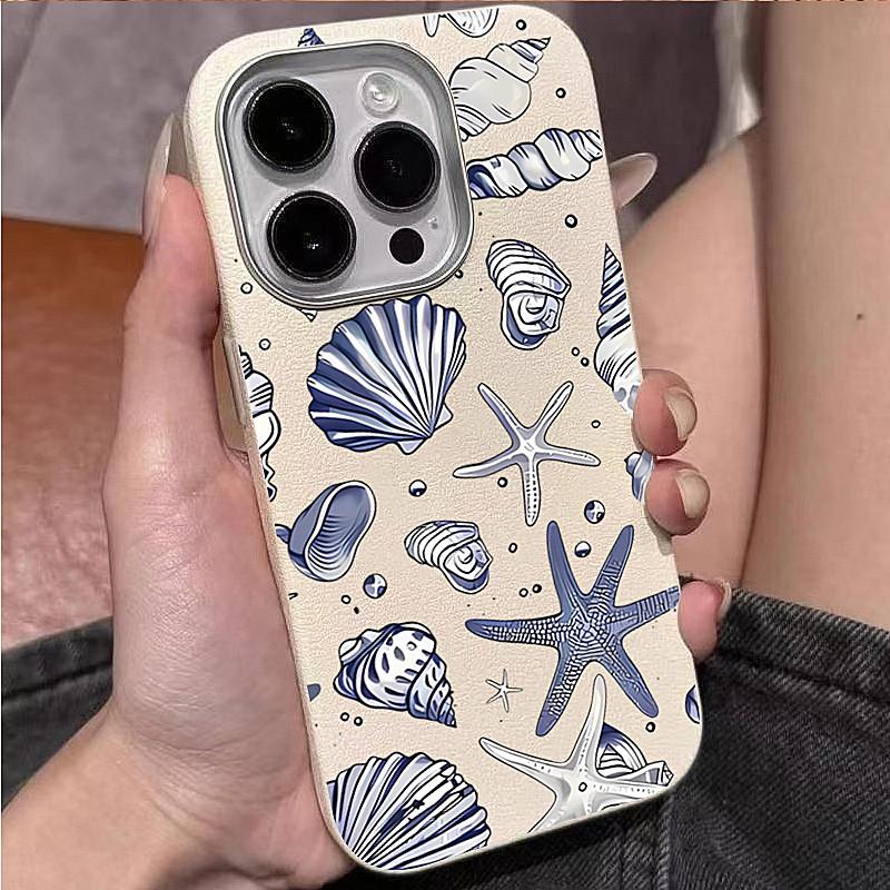 Ocean Elements Blue Print Phone Case For iPhone 17 16 Pro 16E 15 14 13 12 11 Pro Max 17 Air X XR XS 7 8 Plus Shockproof Cover