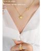 Blogger's Double Peach Heart Necklace: 18K Gold-Plated Titanium Steel Clavicle Chain P221