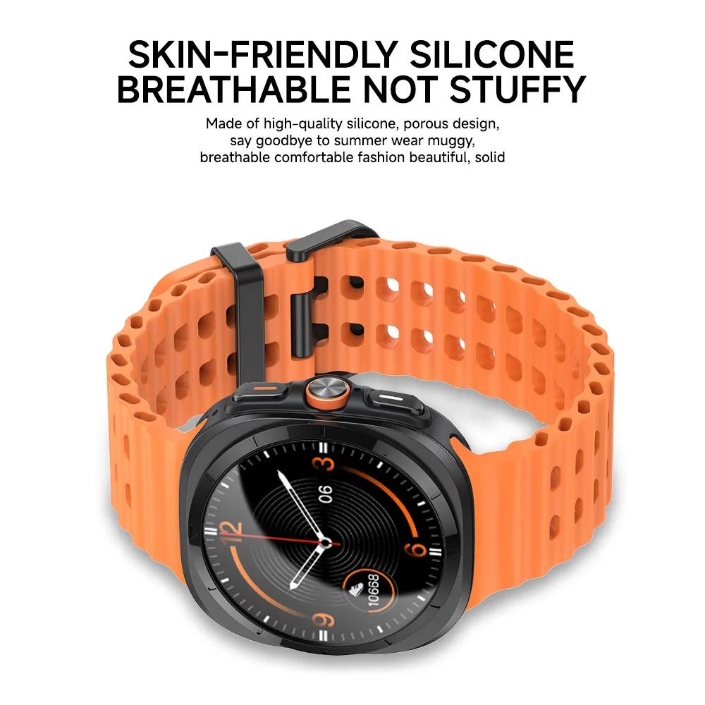 Breathable Strap For Samsung Galaxy Watch Ultra 47mm Silicone Smart Wristband Bracelet Wrist Band Watch7 Accessories Case