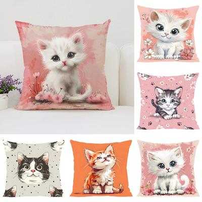 Niedliche Cartoon-Katzen-Kissenbezüge für Kissen 45x45 Kissenbezug Ästhetische Raumdekoration Kissenbezug 50x50 Heimdeko Kissen
