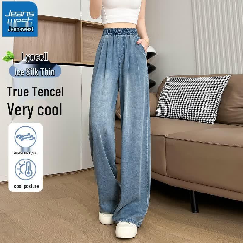 Jeanswest Women s High-Waist Tencel Wide-Leg Jeans M