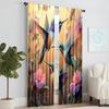 2 Pcs   Versatile Polyester Transparent Curtains for Home Decoration Hummingbird & Floral for Use In Bedrooms and Living Rooms
