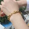 Unisex Stainless steel Oval Round Corner Link Chain T Toggle Clasp Bracelets for Women Men Hip Hop Punk Style Hand Jewelry
