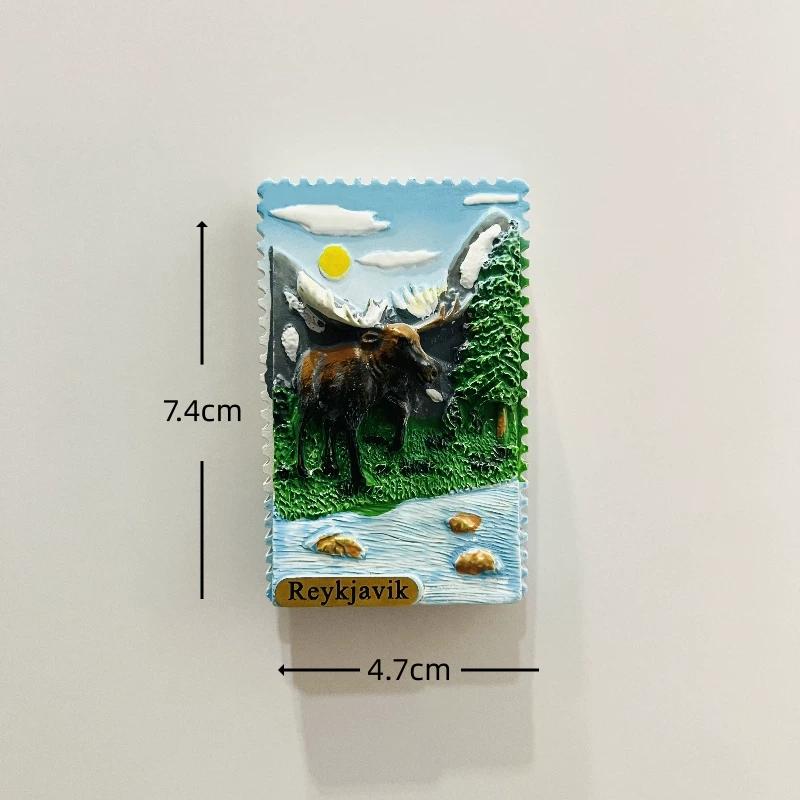 Iceland Reykjavik Resin Fridge Magnet Stickers Travel Souvenir Gift Landscape Refrigerator Magnet Home Kitchen Decor