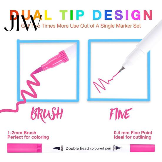 Non-toxic Drawing Markers Set, with Brush And Fine Point Tips, Washable Water-soluble Tools Ink Supplies, for Hand-Drawn Creation Art Practice