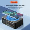140W Multi-Port Desktop Charger with PD100W Fast Charging, Digital Display & Magnetic Wireless Charging for Phones and Laptops.