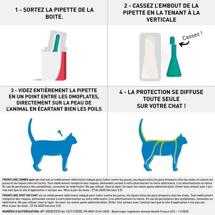 Frontline Spot On chat - Anti-puces anti-tiques pour chat - 6 pipettes