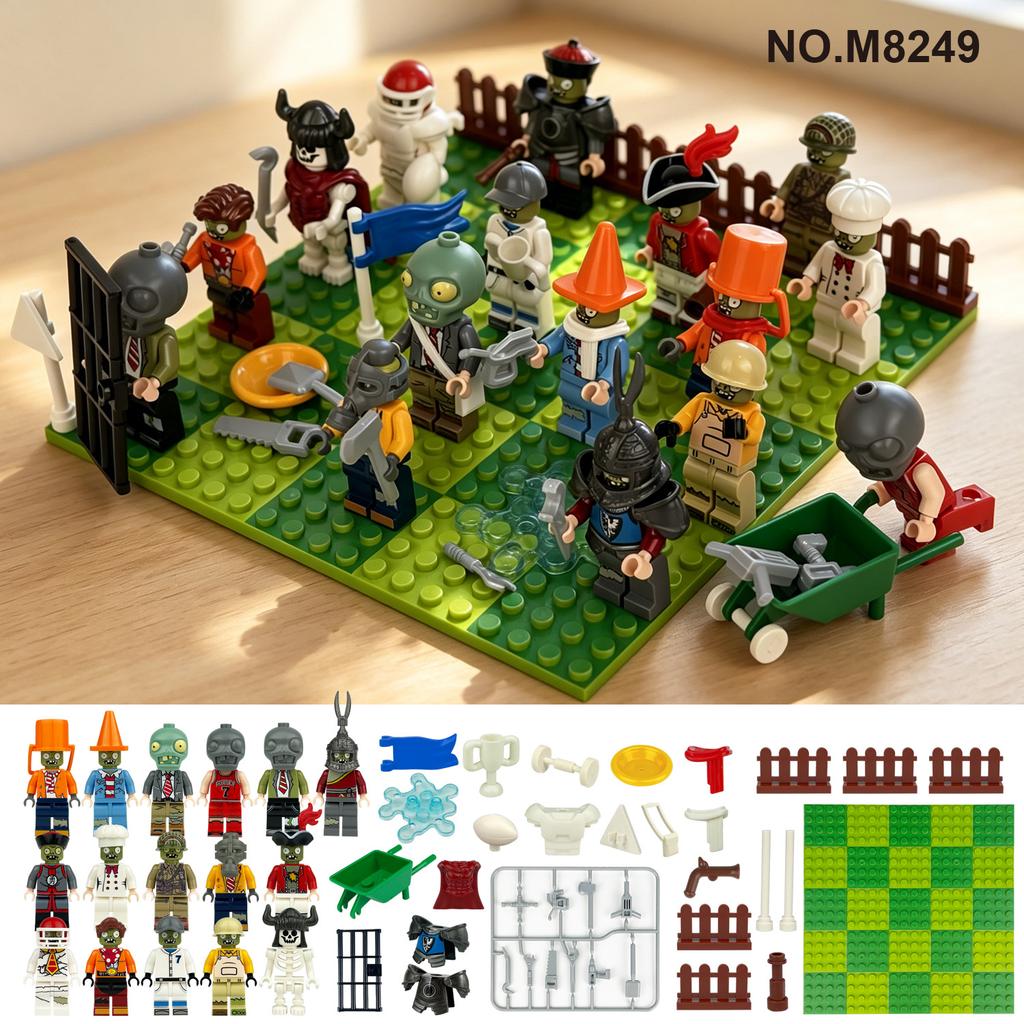 M8249 Zombie Gebäude Modell Cartoon Figur Kinder Zusammenbauen Kleine Partikel Baustein Spielzeug