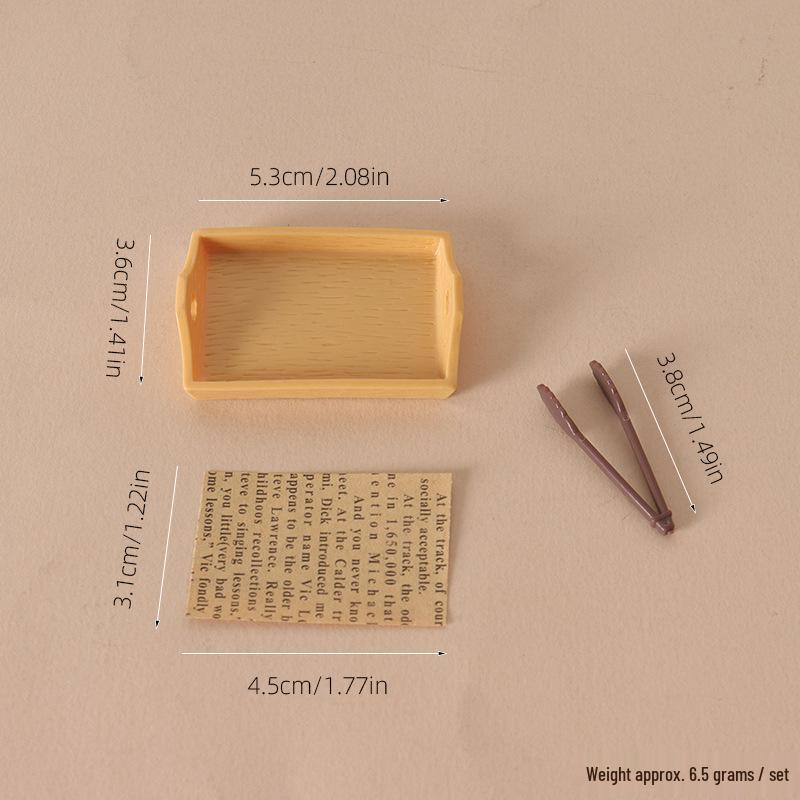 Dollhouse Resin Tray Miniature Food: Bread Clip & Dessert Shop Decoration Model