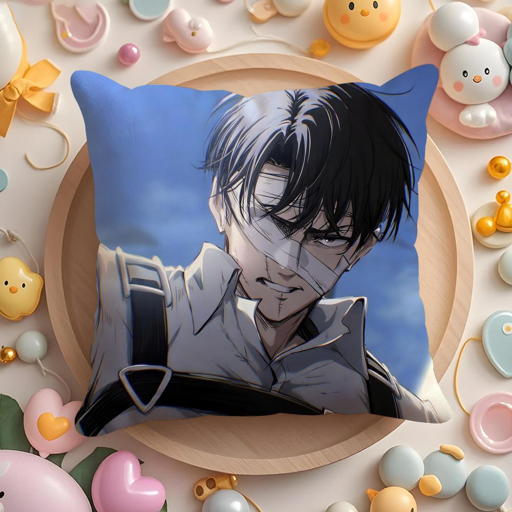 L-Levi Anime A-Ackerman Cushion Cover Home & Car Multi-Scene Pillow Cover - Reversible, Soft & Durable for Daily Use