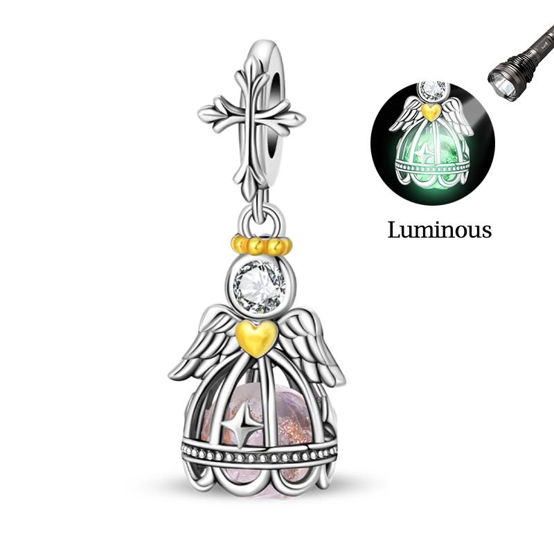 925 Silver Guardian Angel Charms Beads Angel Wings Drunk Angel DIY Bracelet Jewelry Gift for Birthday Lucky