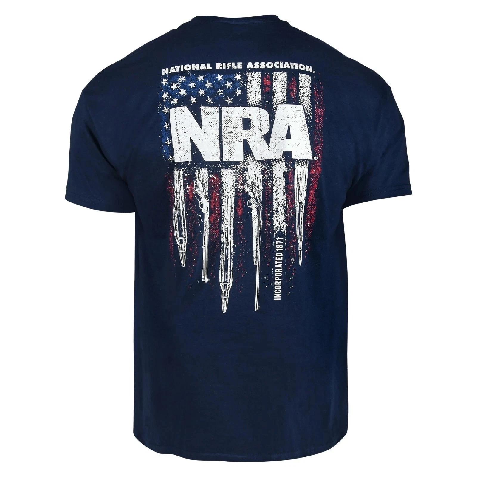 New NRA Guns Stripes TShirt, NAVY BLUE L