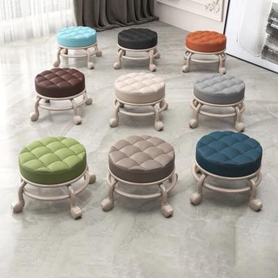 360 Rotating Low Stool with Wheels PU Leather Low Stool Home Pulley Low Stool Sofa Stool Small Chair for Nail Salon Pedicure SPA