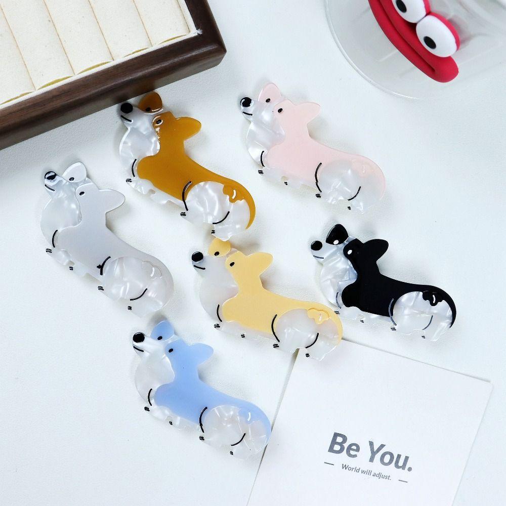 Cartoon Corgi Hair Clip Creative Dog Hairpin Sweet Acetate Puppy Hair Claw  Hair Accessories