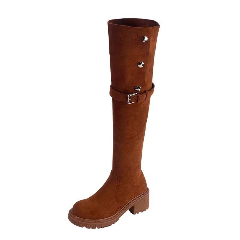 Two Wear Boots Women's Retro Thick Heel Western Boots 2025 Autumn and Winter New High Knight Boots Over the Knee Boots Long Boots