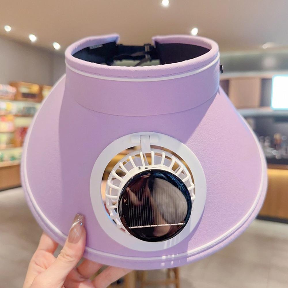 

Solar/USB Charging Sun Hat with Cooling Fan Beach Sunshade Hat Summer Empty Top Hat фіолетовий