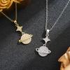 Elegant Titanium Steel Diamond Planet Necklace for Women: Clavicle Chain with Luxurious Feel, Popular Online Accessory.
