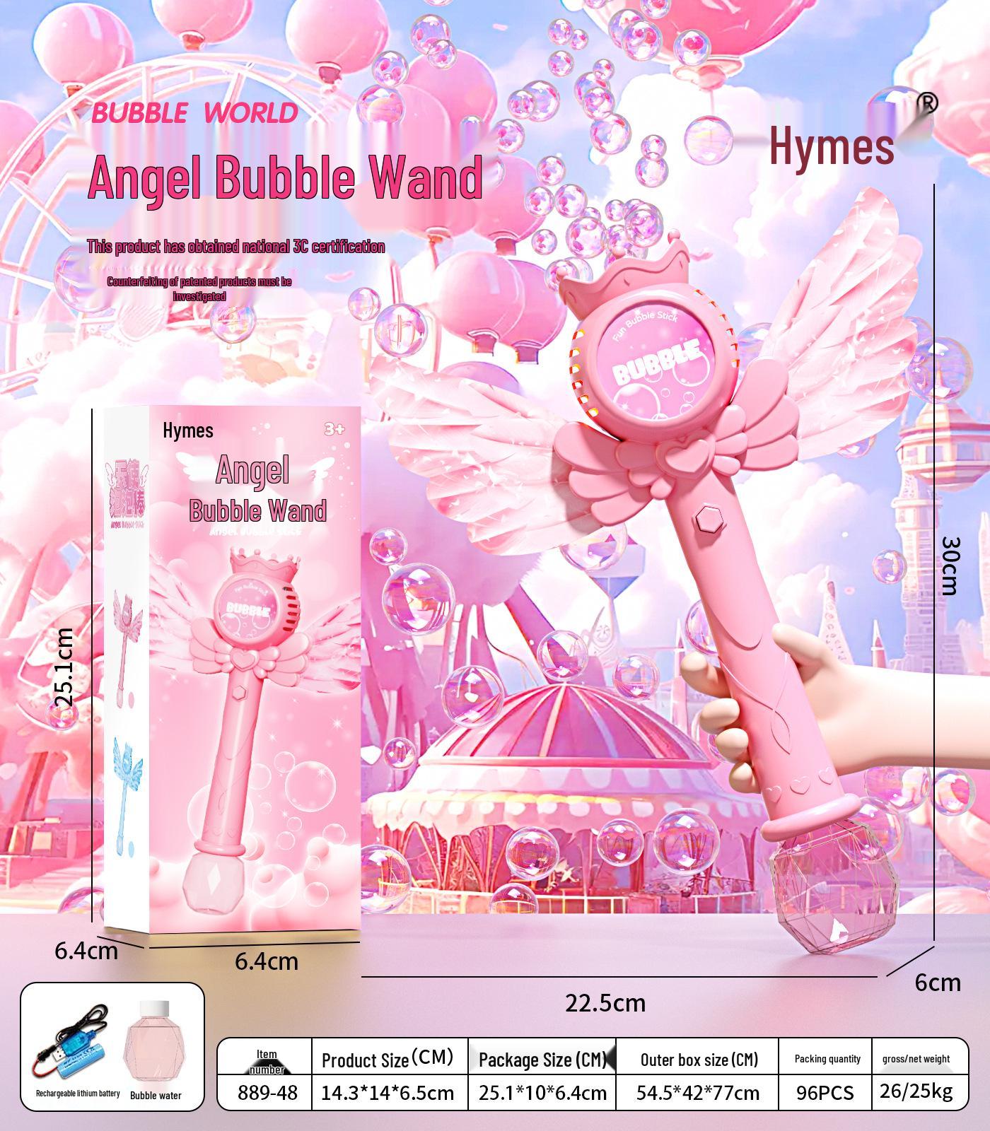 Dream Angel Bubble Wand: Automatic Light-Up Fairy Bubble Machine for Kids