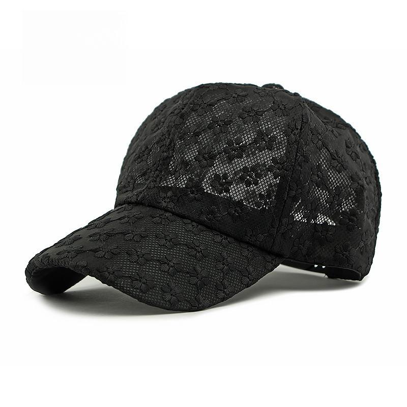Women s Lace Floral Baseball Cap Mesh Breathable Korean Style Sweet Flower Embroidery Sun Protection Peaked Cap Outdoor Casual Summer Hat Adjustable 55-60cm