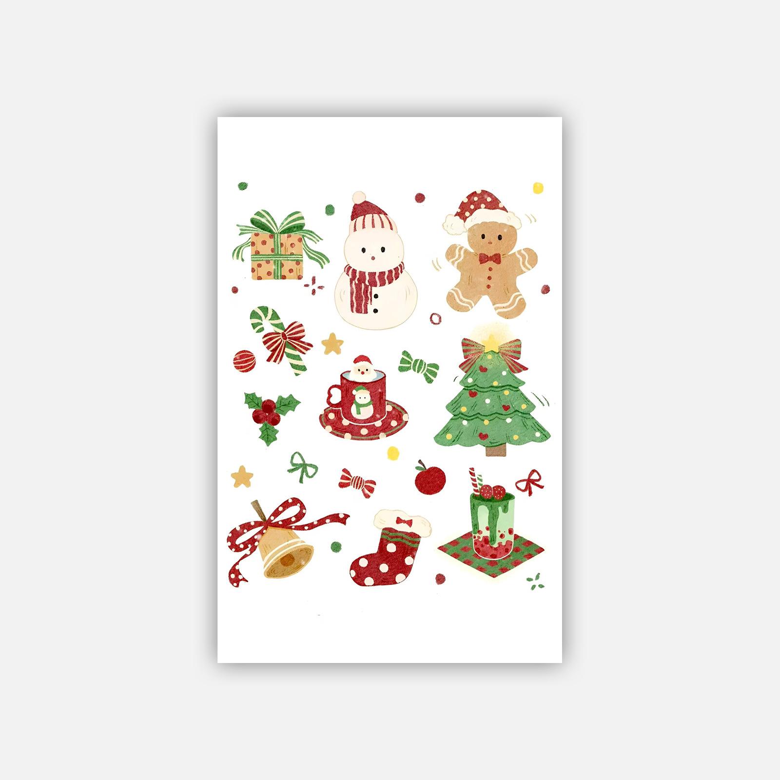 

Cartoon Cute Christmas Tattoo Stickers, Christmas Tree Snowman Bells, Holiday Party Tattoo Stickers 12*19