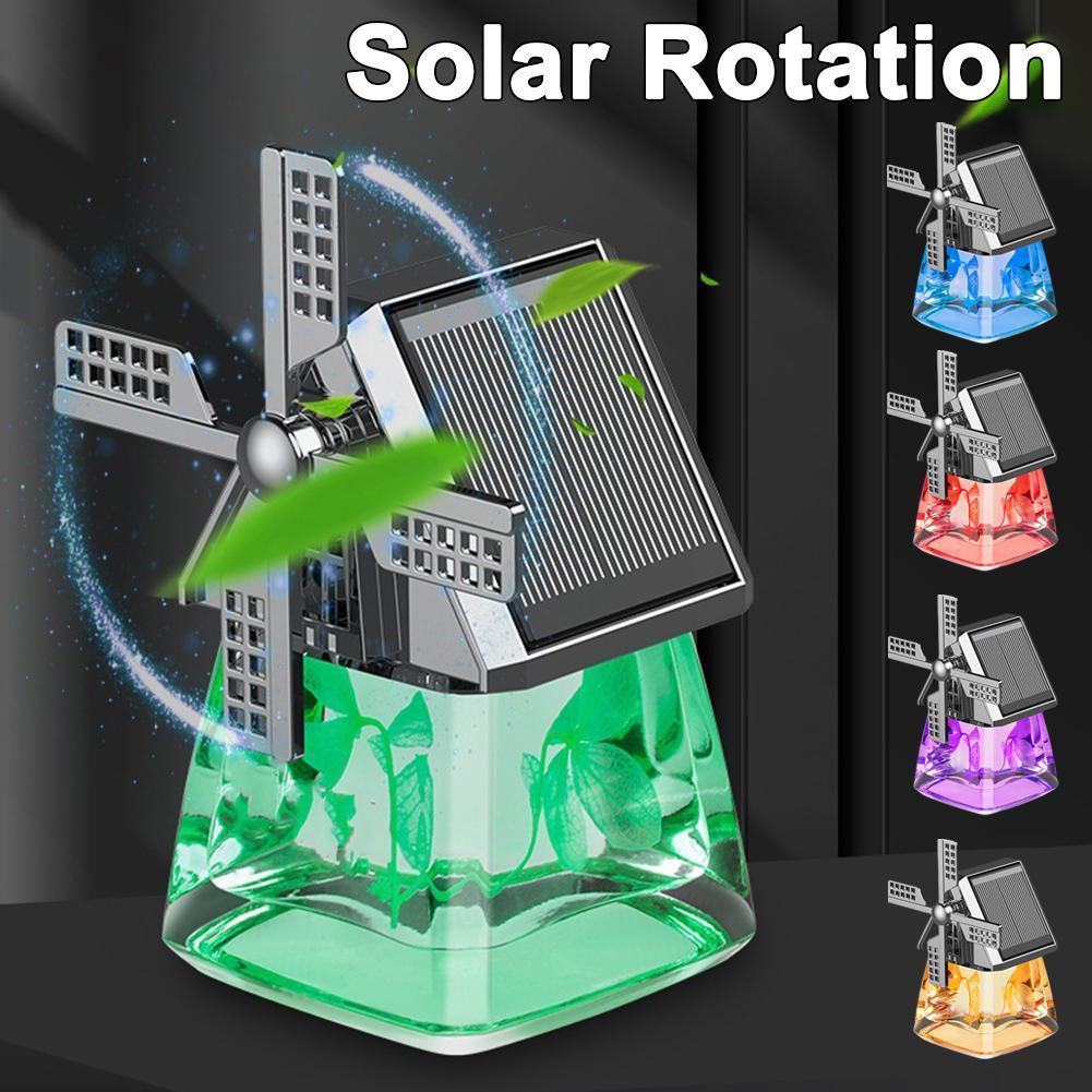 Windmill Aromatherapy Solar Car Air Freshener Solar Powered Rotating Car Interior Aromatherapy Oil Auto Decor Essential F3X1