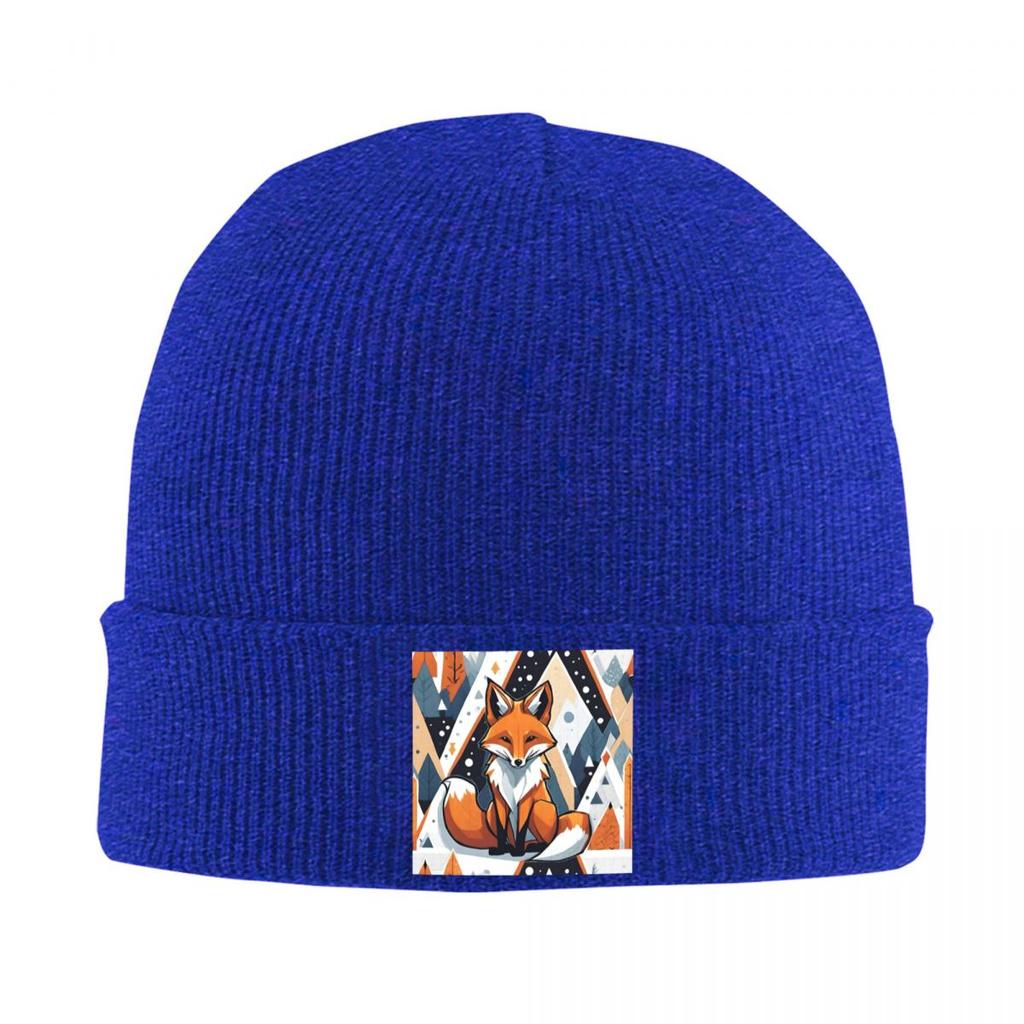 Smiling Geometric Fox Warm Knitted Cap Winter Knit Bonnet Hat Skullies Beanies Hip Hop Caps for Unisex