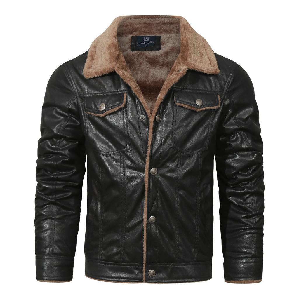 Giacca da Uomo Invernale in Pile con Revers Giacca con Pelliccia Integrata da Uomo Larga Abbigliamento da Uomo