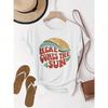 Y2K Summer Clothing Wounisex's "Here Comes The Sun" Graphic T-Shirt Casual Short Sleeve T-Shirt Bright Geometric Print Lightweight